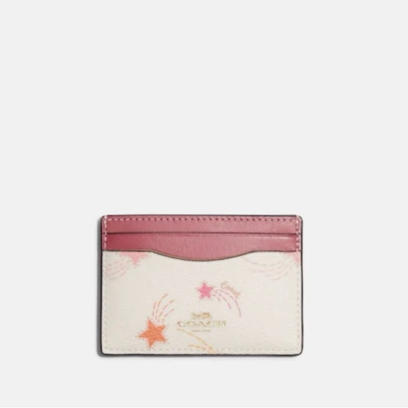 NWOT Coach Canvas Leather Shooting Stars Card Case Wallet MSRP $68 - Picture 1 of 8